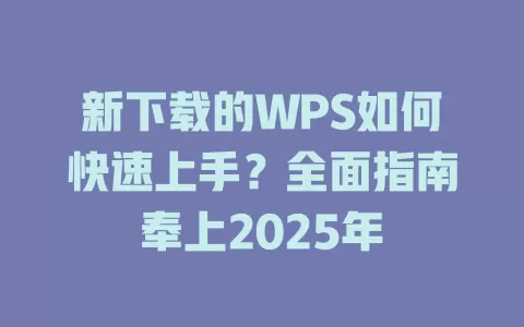 新下载的WPS如何快速上手？全面指南奉上2025年 一