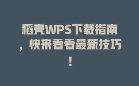 稻壳WPS下载指南，快来看看最新技巧！ 一