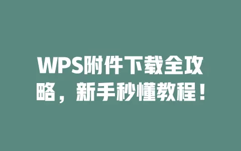 WPS附件下载全攻略，新手秒懂教程！ 一